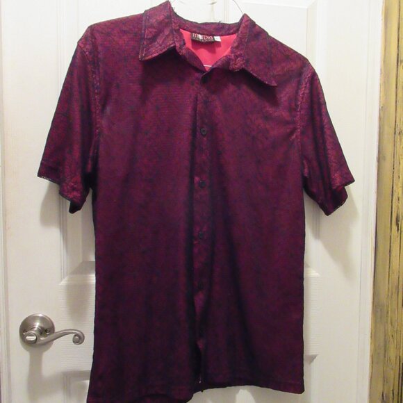 Morbid Threads Vintage Black Spiderweb Cobweb Lace Red Shirt Button Up Goth Men - Picture 2 of 14